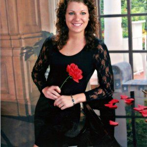 Venus Mini Dress Black with Lace Long Sleeves Size Medium